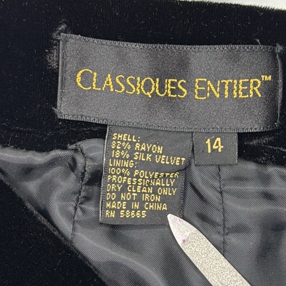 Vintage Classiques Entier black velvet wide leg lined pants M - Picture 10 of 14